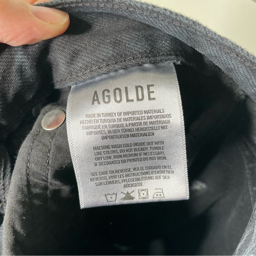 AGOLDE Jamie Classic High Rise Distressed Button Fly Jeans Black Plume Size 25 - Picture 9 of 10